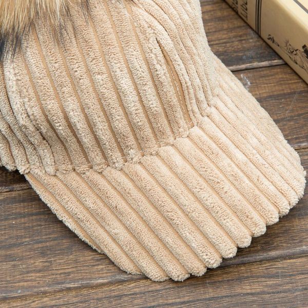 

winter thick corduroy detachable hair ball cap visor golf wig cap fake adjustable party costume funny hat, Blue;gray