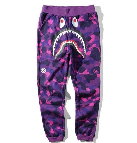 

2018 new teenager hip hop personality shark mouth camouflage printing casual pants male hip hop foot sport sweatpants cargo pants for track, Black