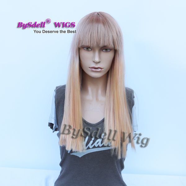 Euro Beauty Medium Chest Length Two Tone Ombre Wig Dark Roots