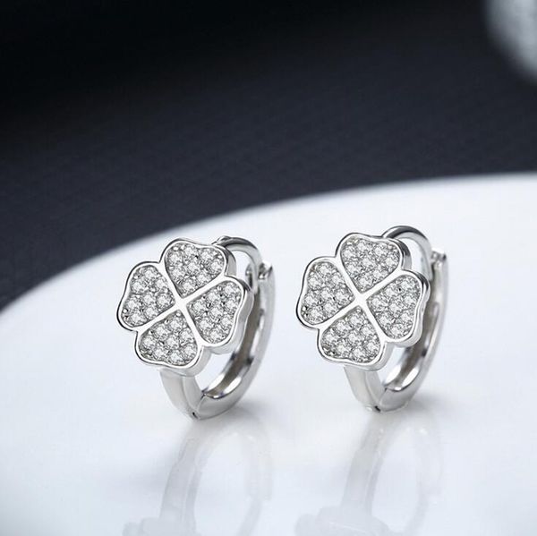 

whole saleround loop huggies earrings luckly cover cubic zircon small hoop earring for girls women child gift aros jewellery eh039, Golden;silver