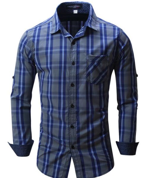 

оптовая 2018 осень зима мужская с длинными рукавами джинсовые рубашки мужские дизайнер бренд повседневные рубашки мода плед социальная рубаш, White;black