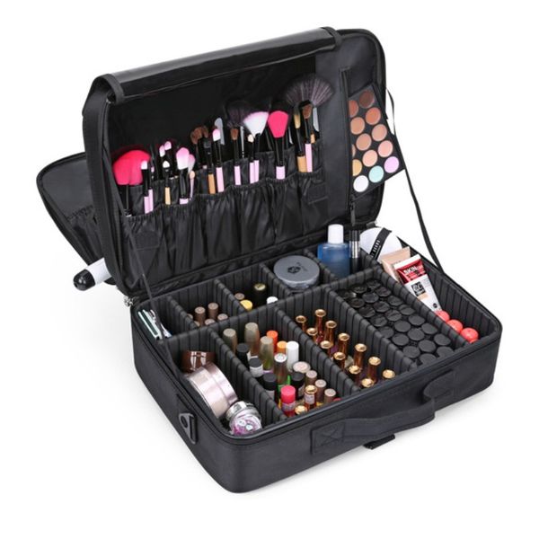 

l size beautician makeup box shoulder professional cosmetic bag cases travel organizer necessary toiletry luggage accessories