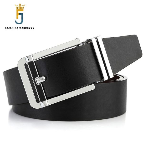 

fajarina new design quality cow skin belt two sides use black coffee clasp cowhide leather belts for men hipping lufj205, Black;brown