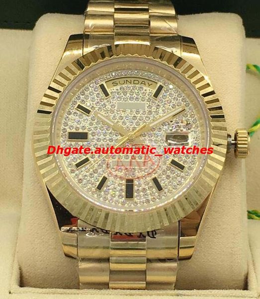 

selling luxury watches 2 style 18k yellow gold diamond dial 41mm fluted bezel automatic fashion men's watch wristwatch, Slivery;brown