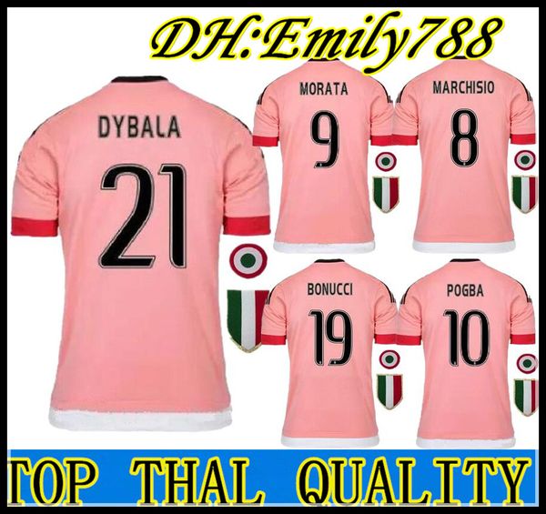 

2016 italy pogba juventu occer jer ey 15 16 dybala manezukic morata higuain marchi io buffon pink blue occer fooball hirt, Black;yellow