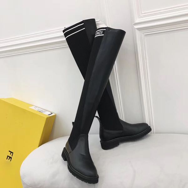 

Fa hion luxury de igner women hoe over the knee boot 2018 new uper tar brand women thigh high ock boot with original box, Black