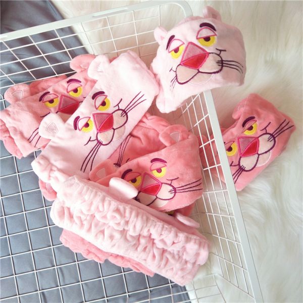 

women's pink leopard headband.bath shower cap hairlace.cartoon animals wash face sports makeup beauty hairbands.hair accessories