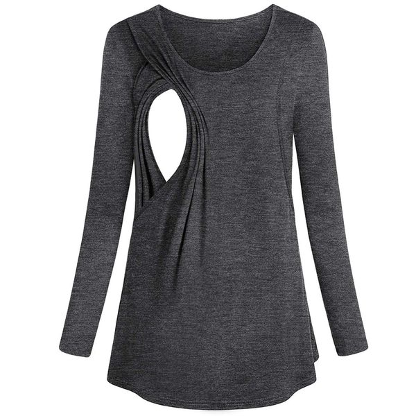 

women blouse maternity clothings tees women's long sleeve maternity layered nursing for breastfeeding bouse, White