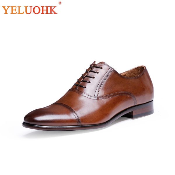 

oxfords shoes for men genuine leather shoes men pointed toe dress, Black