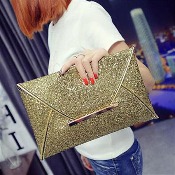 

iskybob 2017 new of hand package women fashion sequins envelope bag personality clutch purse leather quality