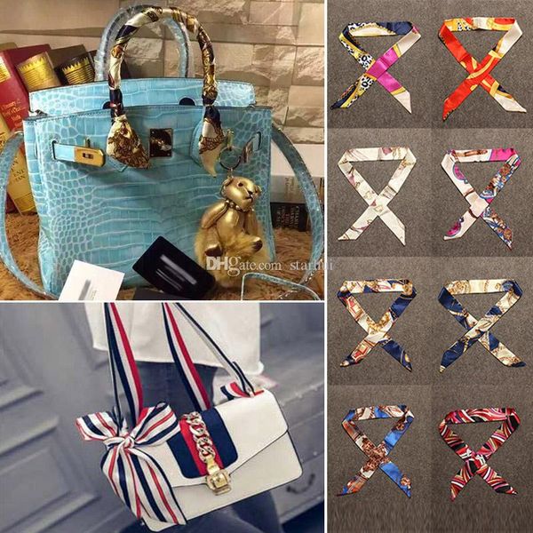 

new women scarf printed handbag silk ribbon wraps bandanas bow hair bands decoration 31 style mixed wx-c69