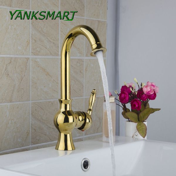 

yanksmart golden polished swivel spray kitchen faucets basin sink water tap vessel lavatory faucets mixer tap