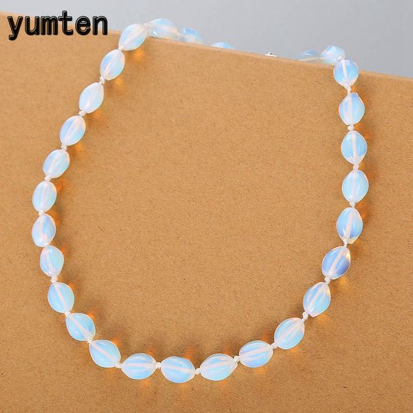 

yumten opal necklace women clavicle chain casual party jewelry round short bijoux rope chain clear crystal bead anime gift, Silver