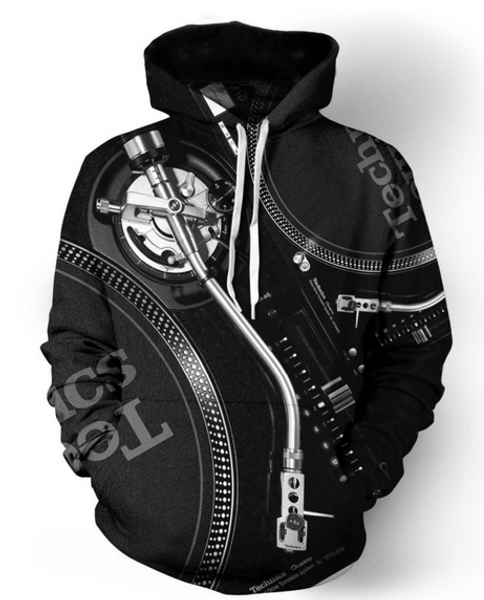 

новые моды для мужчин / женщин dj музыка смешные 3d печатных crewneck толстовка толстовки мода повседневная толстовки h52, Black