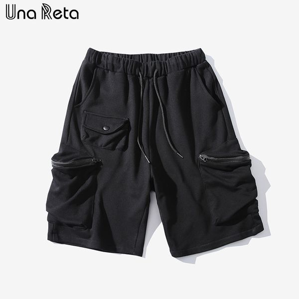 

una reta hip hop shorts men 2018 new summer casual beach shorts knee length zipper pocket mens fashion streetwear, White;black