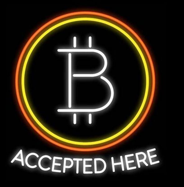 

custom new bitcoin accepted here glass neon sign light beer bar sign send need p 19x15