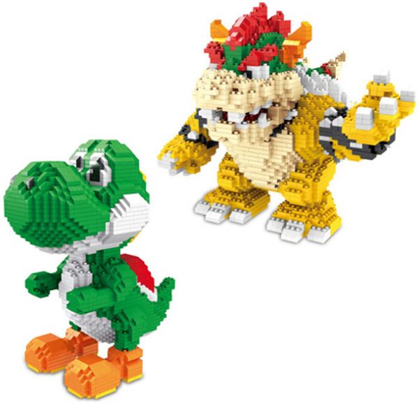 

2200 pc diamond ize anime figure mario erie yo hi and bow er building block toy diy brick cartoon model block 3492 3493