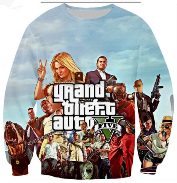 

new fashion classic games grand theft auto 3d print sweats fashion clothing women men sweatshirt casual pullovers k13, Black