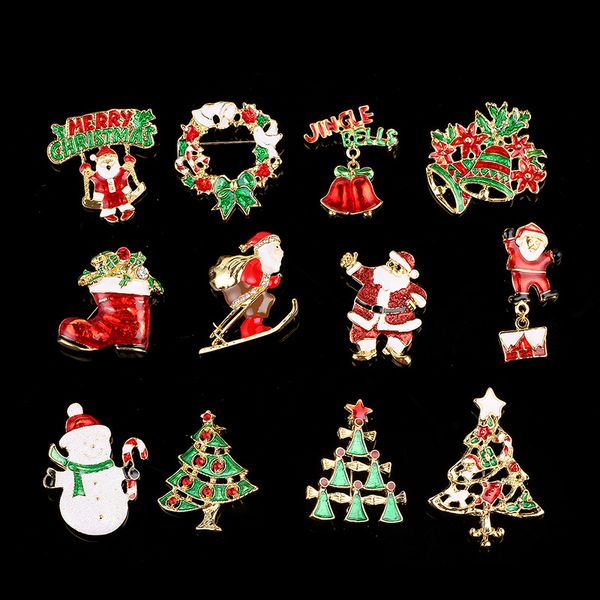 

multi-colored christmas theme brooch pin kids family gift metal christmas brooch pin christmas tree brooches in bulk, Gray