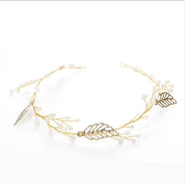 Simples liga tecida ornamentos de ouro nupcial jóias casamento faixa de cabelo arte decoração venda por atacado