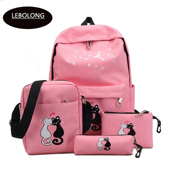 

женская мода рюкзак симпатичные печати школьный рюкзак корейский рюкзак большой емкости школьные сумки для девочек-подростков холст сумка дл