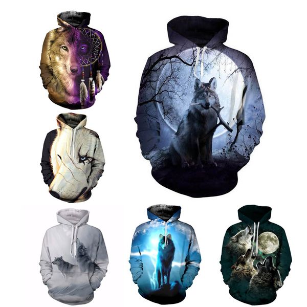 

hoodie 3d wolf sweatshirt jacket men's casual high fashion autumn outwear tracksuit with pocket dropship s-5xl hoodie 9 styles, Black