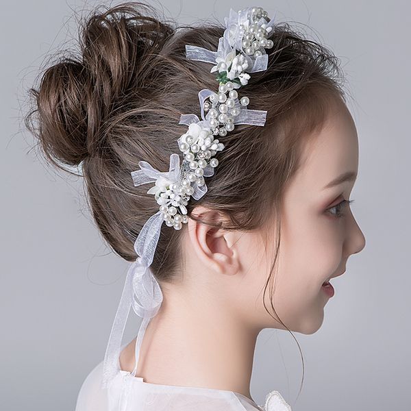 2018 Vintage Pearls Crystals Flower Girls Crowns Cheap Beautiful Little Girl Pageant Crown Fashion Christmas Gifts C07 Ivory Flower Girl Dress Lace