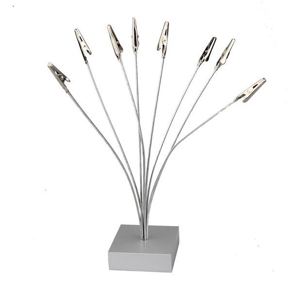 

silver boxy base multi wire p clips,8 branch memo holders,table place card clamps,office desk organizer,exihibition display