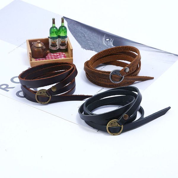 

wholesale new punk multilayer genuine leather wrap charm bracelet bangel cuff wristband inspirational jewlery ing, Golden;silver