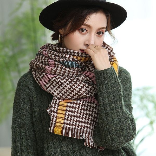 

200*75cm New winter Plover grid scarf,Colorful plaid warm imitation cashmere scarf,Fashion boutique goods for wholesale