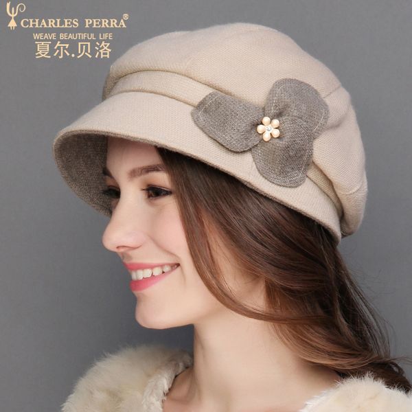 

charles perra brand women berets autumn winter new warm fashion hats casual elegant wool hat lady beret 2259, Blue;gray