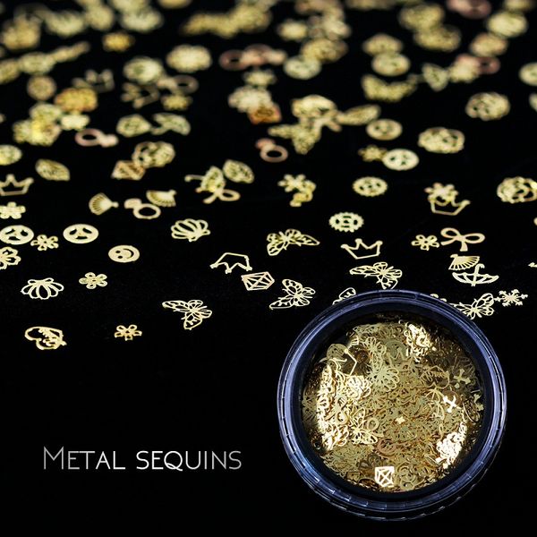 Gold Nail Art Schönheit Metall Patch Ornamente Blume Schmetterling Nagel Aufkleber Pailletten Strass Dekorationen Nail Art Werkzeug