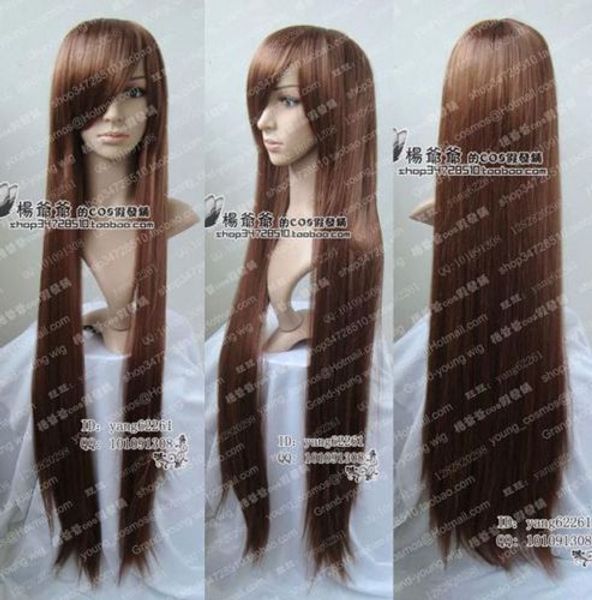 

018 new long brown cosplay party wig ca.100cm, Black