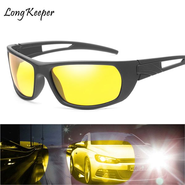 

long keeper 2018 new night vision sunglasses men brand fashion polarized night driving enhanced light anti-glare glasses for men, White;black