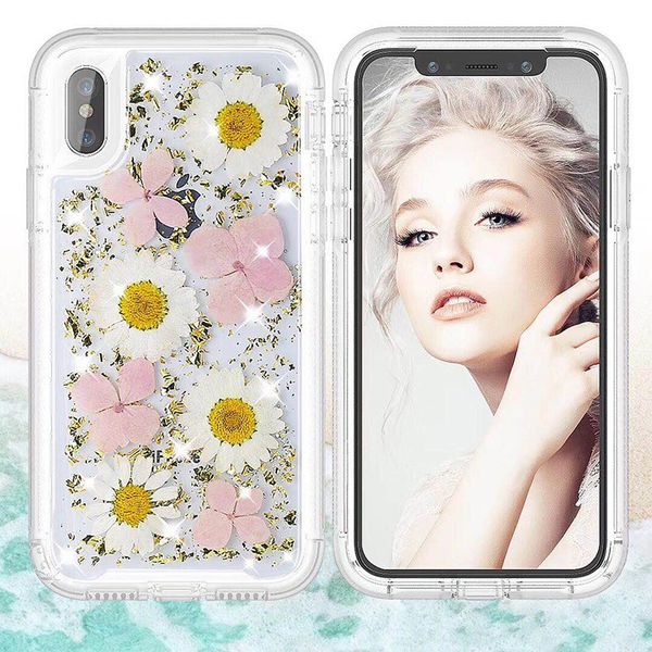 

2019 goddess style flower case for iphone xs max hybrid 3in1 robot case tpu+pc full protective defender case