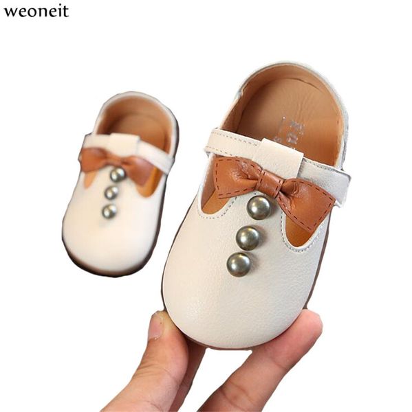 

weoneit new baby girls shoes cute fashion princess soft bottom baby girls bowknot infant toddler kids pu anti-skid shoes, Black;grey