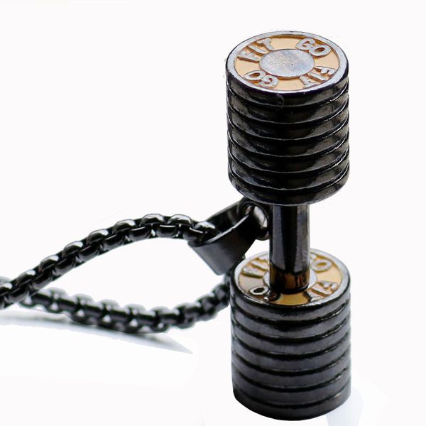 

fashion sports series dumbbell necklace men and women barbell pendant foreign trade jewelry fashion fitness new pendant, Bronze;silver