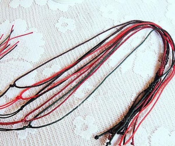 6pcs collana di corda in stile cinese annodata a mano per collana di corde di corda di corda di giada nera rossa marrone regolabile lunga 65 cm