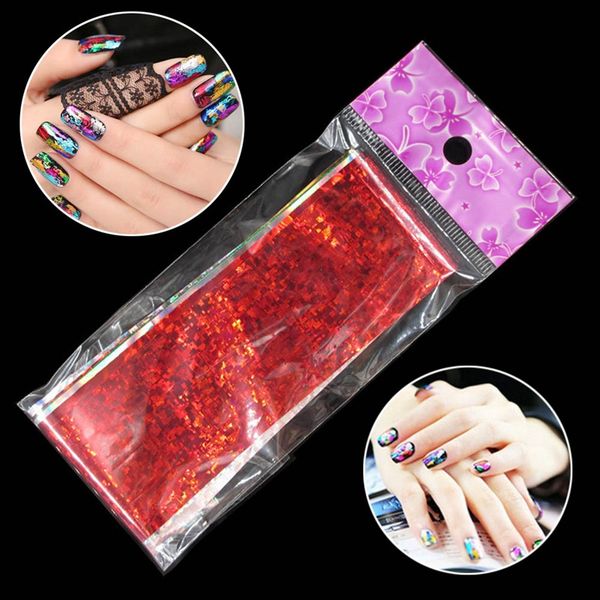 

1/set 3d holographic broken glass foils finger nail art mirror stickers for nails glitter stencil decal diy manicure, Black
