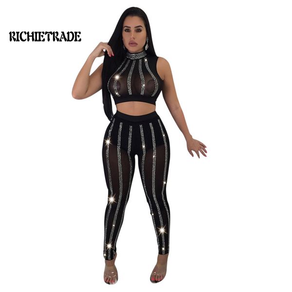 

richietrade two pieces solid hollow out striped sleeveless full length, Black;white
