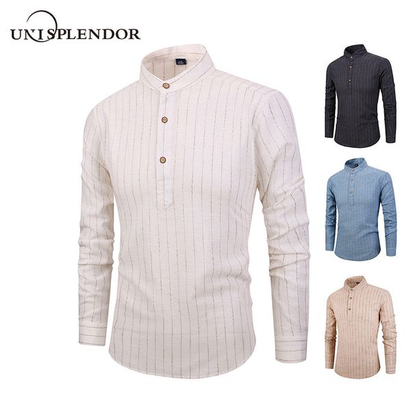 

2018 spring autumn men dress shirts long sleeve men's clothes striped cotton man shirts slim brand linen soft male shirt yn10414, White;black