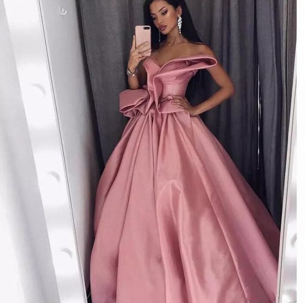 

пыльные pink a line атласная длинные платья выпускного вечера 2019 новое прибытие без бретелек ruched складками атласная платье партии гламу, Black