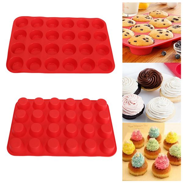 

mini muffin cup 24 cavity silicone soap cookies cupcake bakeware pan tray mould home diy cake tool mold 33.5cm x 22.5cm zdt1