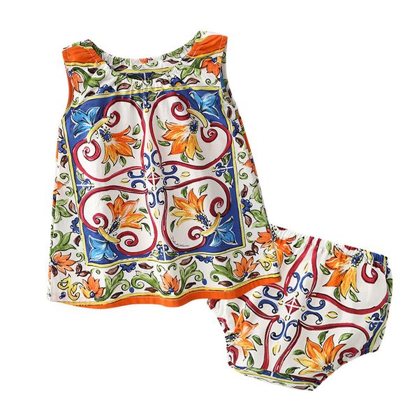 

2PCS/Set летние детские платья оранжевый цветок лилии девочка платье Каваи Детская о