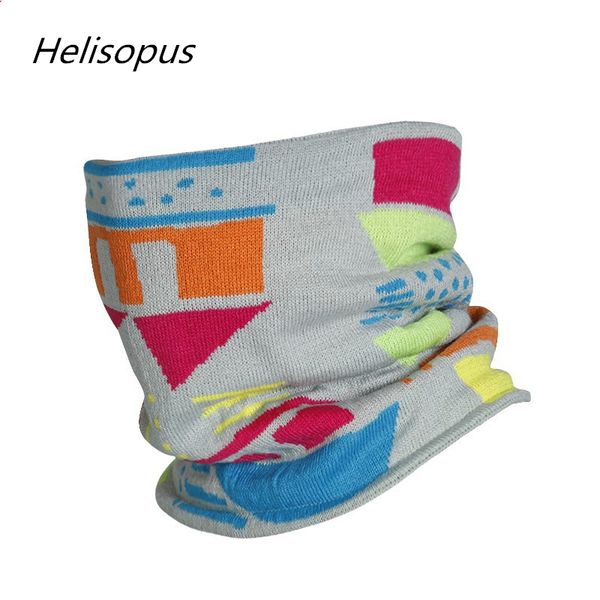 

helisopus autumn winter new fleece warm cap windproof knitted cap ski geometric print bicycle neck warmer face masks