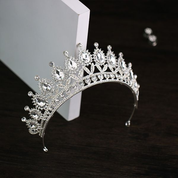 

bridal crowns rhinestone pearls wedding queen big crystal baroque birthday party tiaras for bride sweet 16 green gold size 5.5*27cm cm, Silver