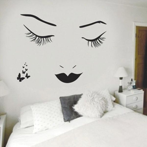 

home bedroom decorative vinyl wall sticker decals lady face wallpaper