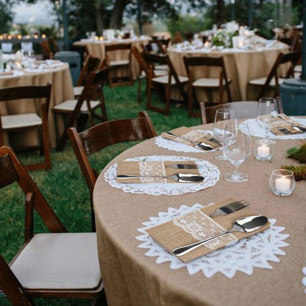 Acheter Vintage Shabby Chic Jute Toile De Jute Dentelle Vaisselle