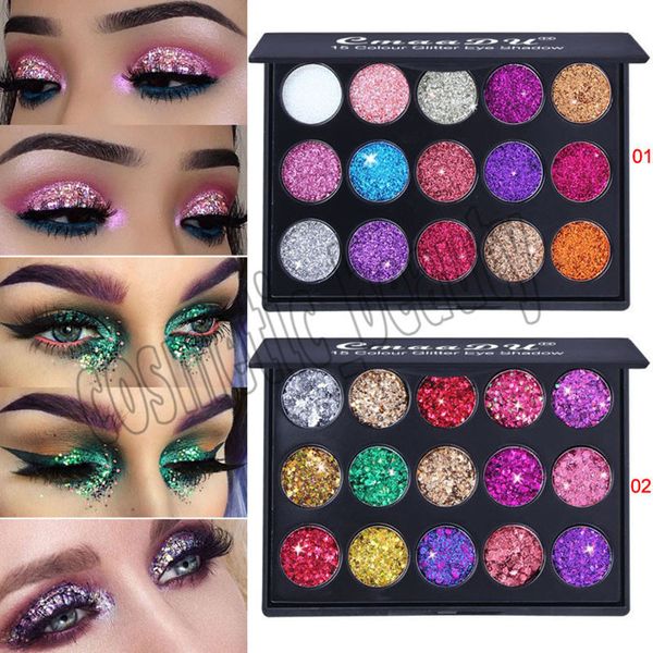 

Brand CmaaDu Makeup Eyeshadow Palettes 15 Color Diamond Sequins Shiny Glitter Eye Make up 2 Styles