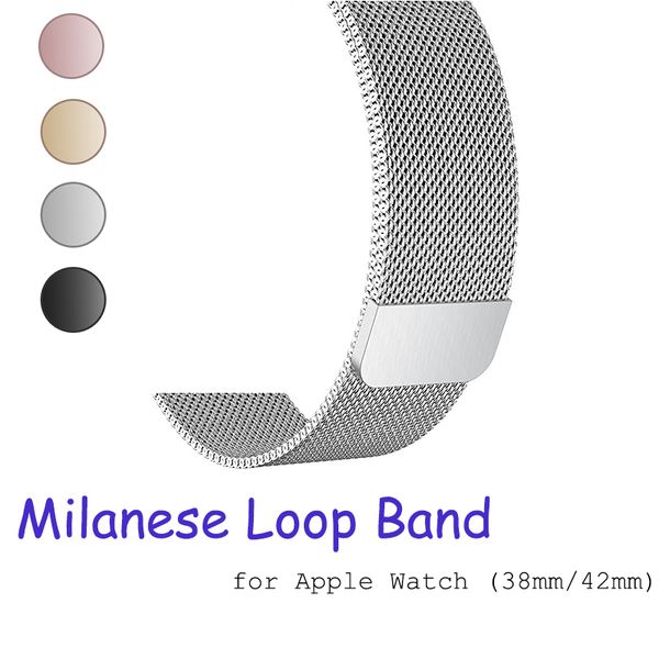 

Milanese Loop Band for Apple Watch Band Series 1 2 3 Magnetic Stainless Steel Watch Strap 38mm 42mm With Adapter Connector for iwatch